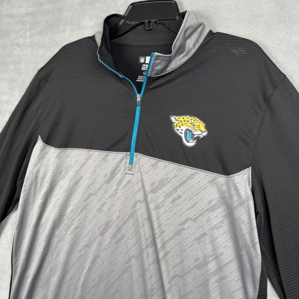NFL Jacksonville Jaguars Mens Large TX3 Quarter Zip Pullover Black Gray DLBD